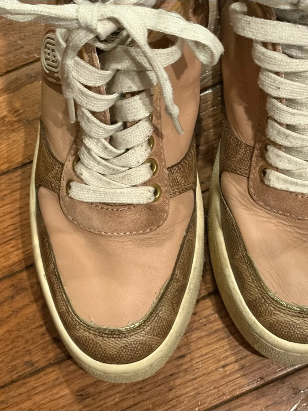 COACH Women's Size 7.5 High Top Sneaker Mushroom Oat Pink Color